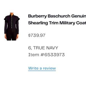Burberry jacket, size 4, true navy color